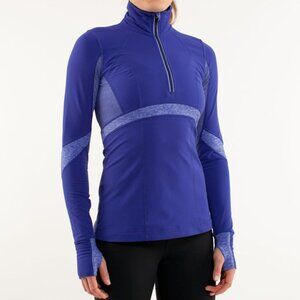 Lululemon Run: Distance Pullover Pigment Blue / Heathered Pigment Blue, Size 8